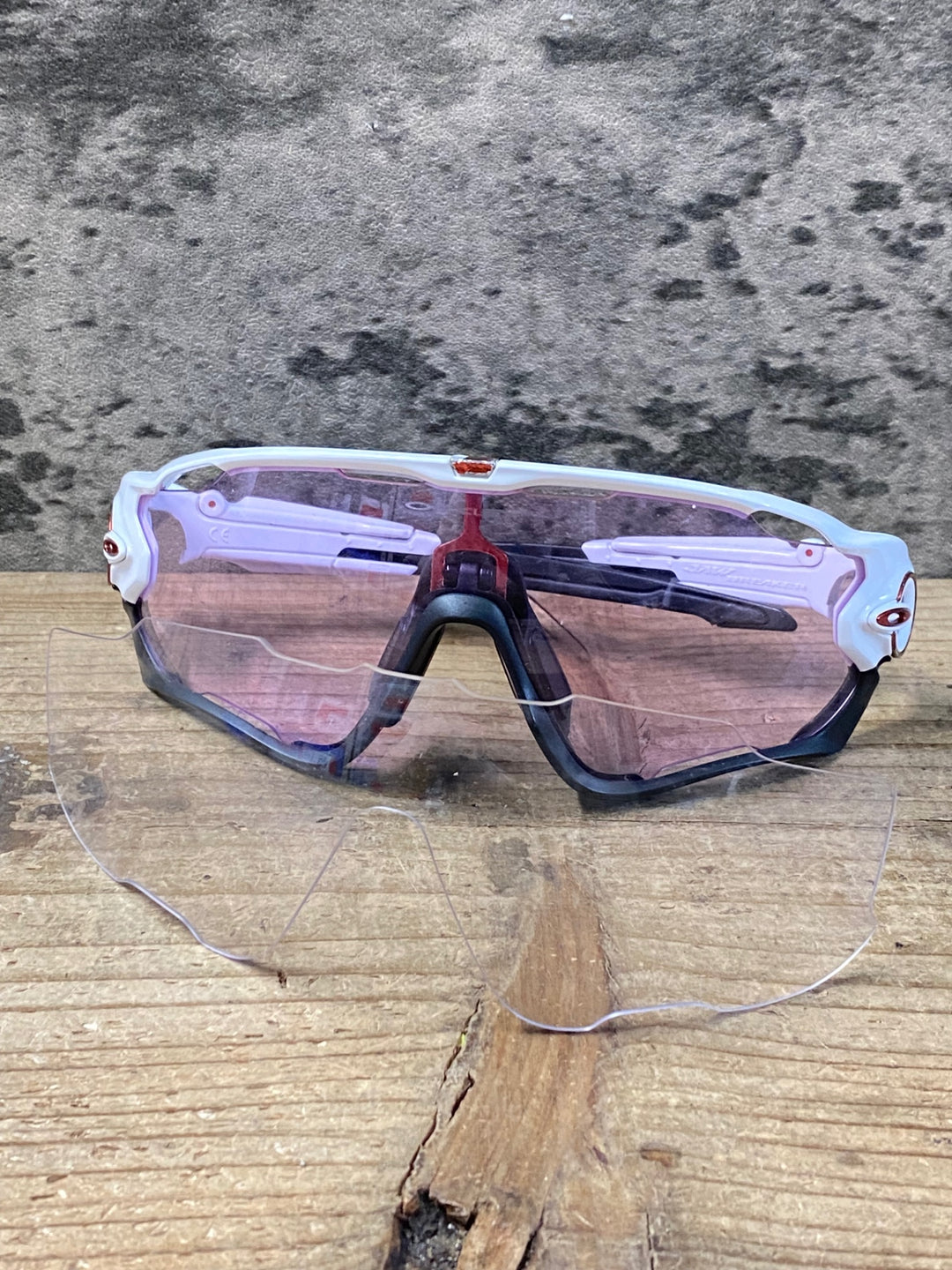 KE237 オークリー OAKLEY JAWBREAKER サングラス アイウェア 白黒 PRIZM ピンク クリア レンズ付属 ※汚れ