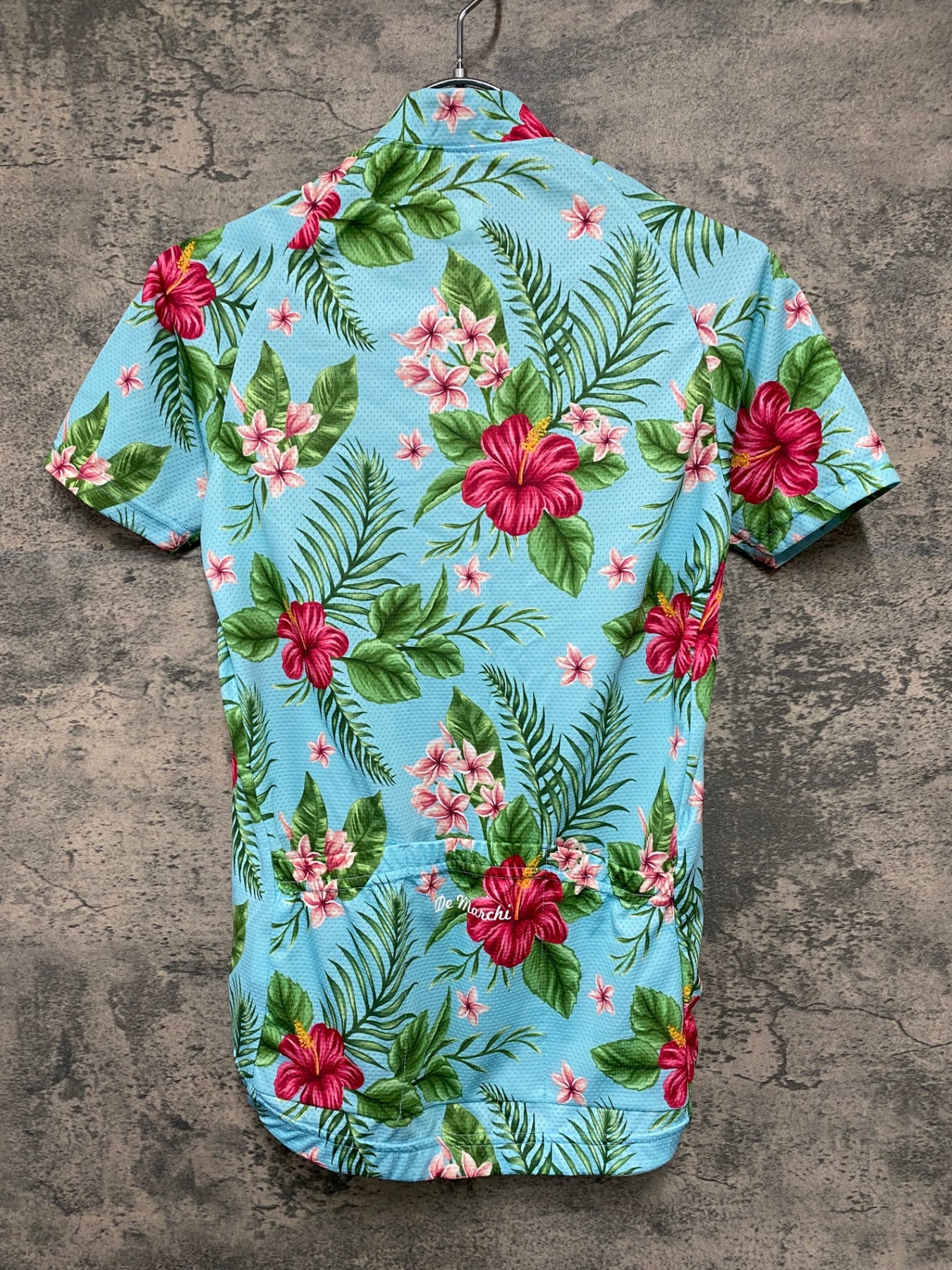 JE563 デマルキ De Marchi 半袖 サイクルジャージ 青 花柄