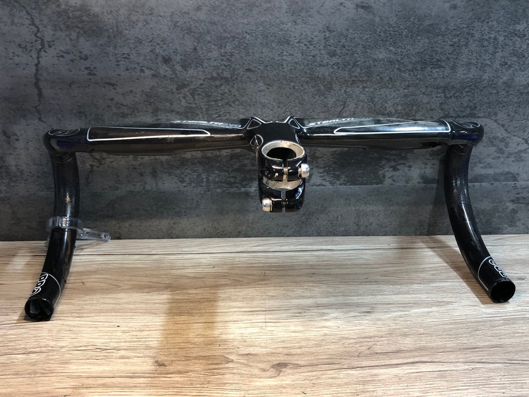 JK131 シマノ SHIMANO プロ PRO STEALTH EVO カーボンドロップハンドル ステム一体型 OS エンド部C-C400mm 100mm ※クランプ痕あり