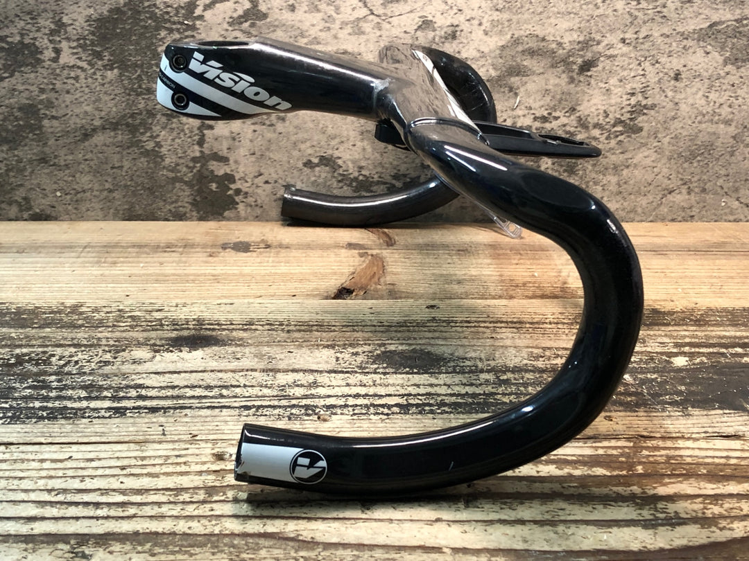 JK950 ヴィジョン Vision メトロン METRON 6D カーボン ドロップハンドル 420mm 110mm マウント付※コラムキャップ欠品、クラックの疑いあるためジャンク