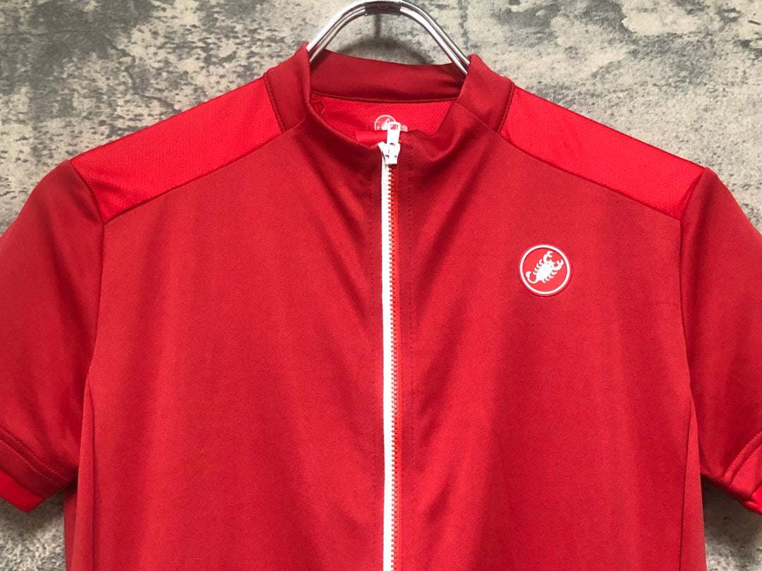 KP591 カステリ CASTELLI 半袖 サイクルジャージ 赤 レディース M