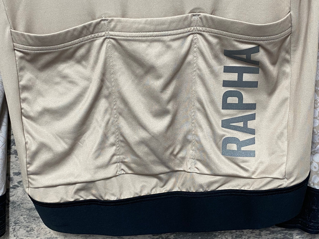 JZ173 ラファ Rapha PRO TEAM LONG SLEEVE TRAINING JERSEY 長袖 サイクルジャージ ベージュ S ※汚れ
