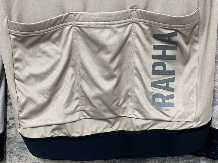 JZ173 ラファ Rapha PRO TEAM LONG SLEEVE TRAINING JERSEY 長袖 サイクルジャージ ベージュ S ※汚れ