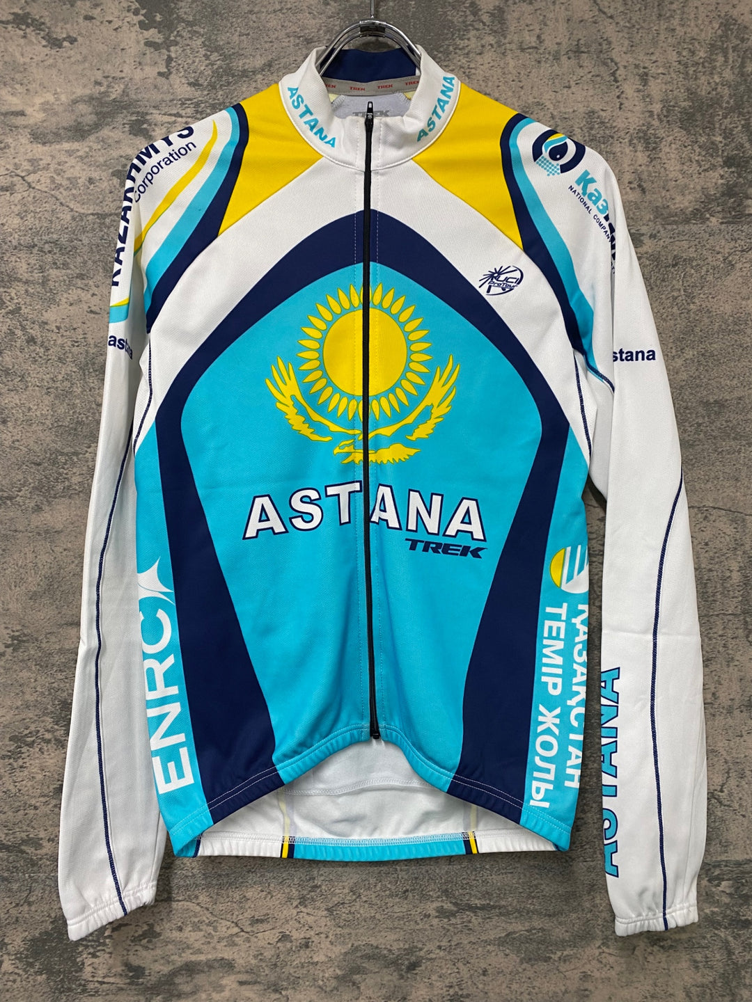 JG896 トレック TREK 長袖 サイクルジャージ 白青 M 裏起毛 ASTANA
