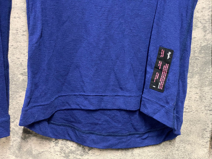 JG334 ラファ Rapha MERINO BASE LAYER - LONG SLEEVE 長袖 べースレイヤー 紺 XS ※動物の毛