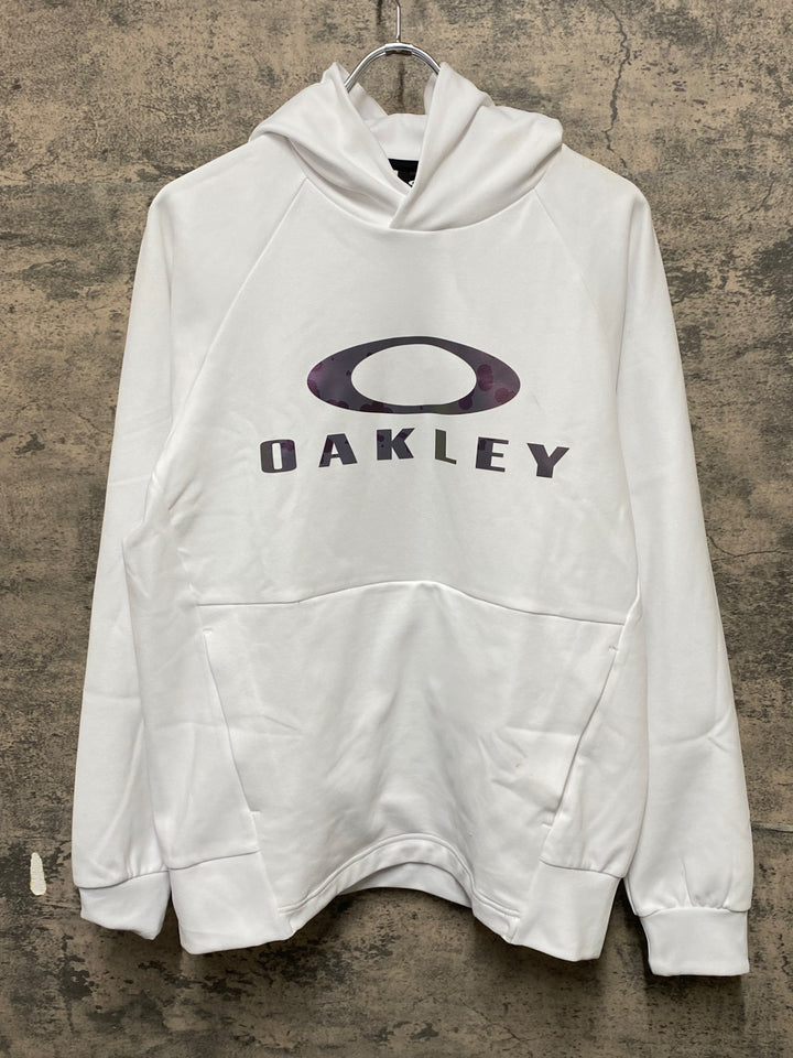 KP749 オークリー OAKLEY 長袖 フーディ パーカー 白 M ※汚れ