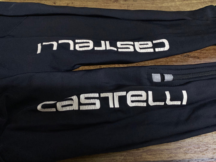 JV209 カステリ CASTELLI ビブタイツ 黒 M 裏起毛 ※スレ大、ロゴひび割れ,パッド色褪せ