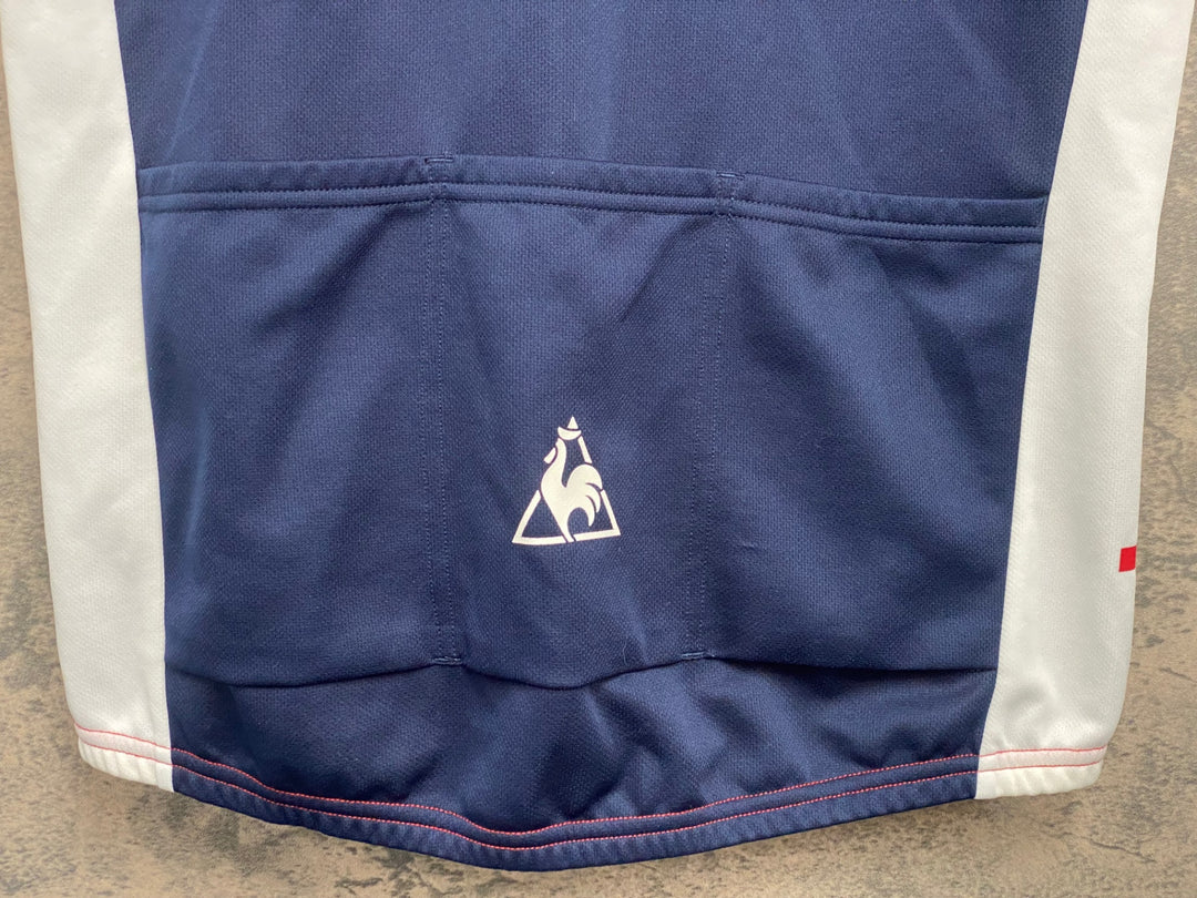 JX277 ルコックスポルティフ le coq sportif 半袖 サイクルジャージ ネイビー 赤 白 L