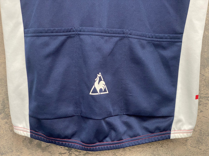 JX277 ルコックスポルティフ le coq sportif 半袖 サイクルジャージ ネイビー 赤 白 L