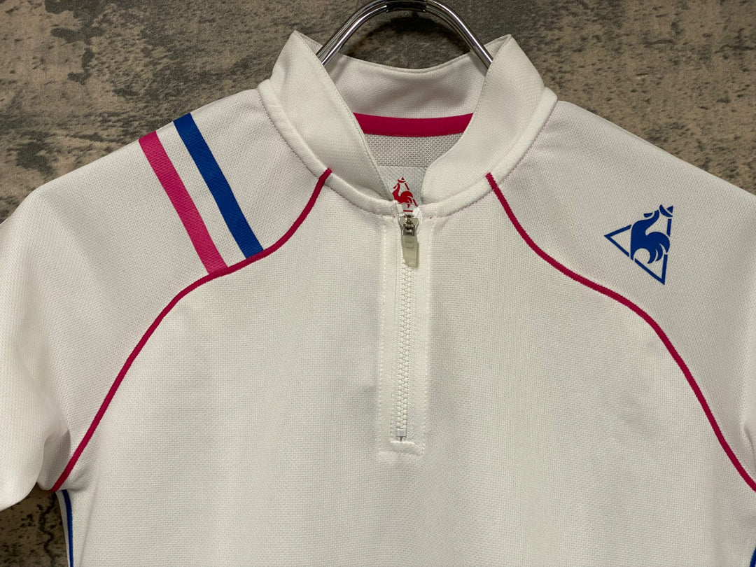 JT493 ルコックスポルティフ le coq sportif 半袖 サイクルジャージ ハーフジップ 白 M