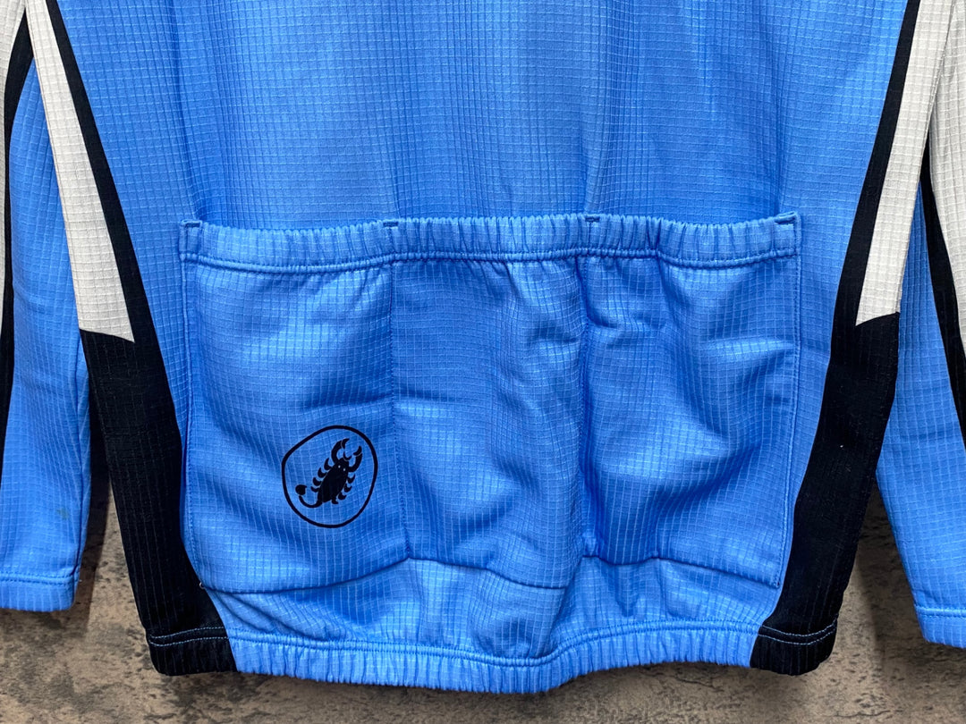 KE535 カステリ Castelli 長袖 サイクルジャージ 水 白 M 裏起毛 ヴィンテージ