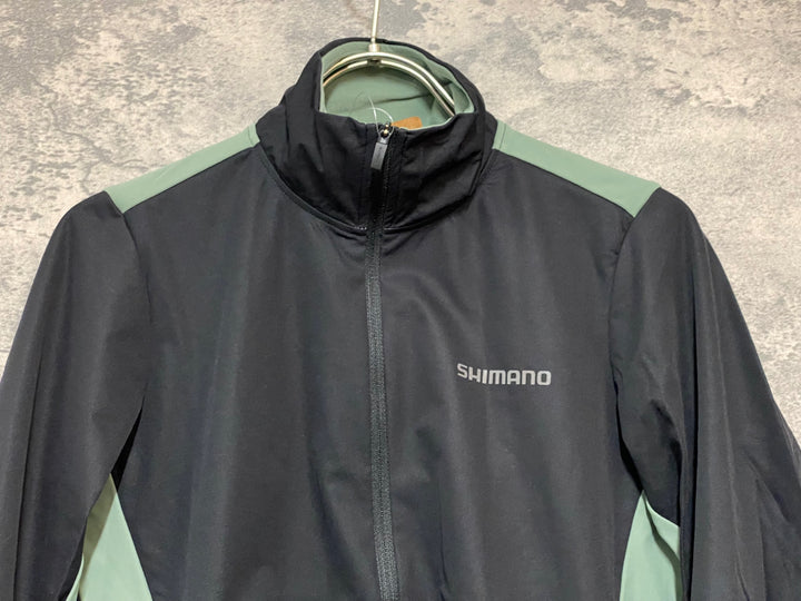 JY872 シマノ SHIMANO 長袖 ウインドジャージ 黒 グリーン M