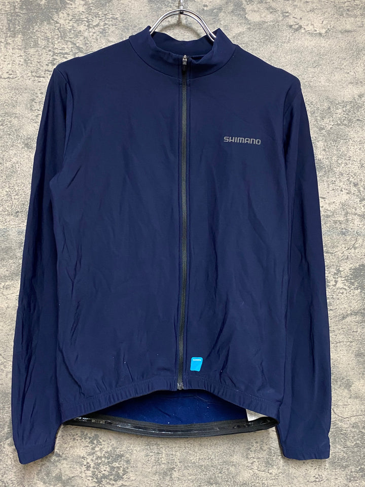 KD808 シマノ SHIMANO 長袖 サイクルジャージ 裏起毛 L 紺 毛羽立ちあり