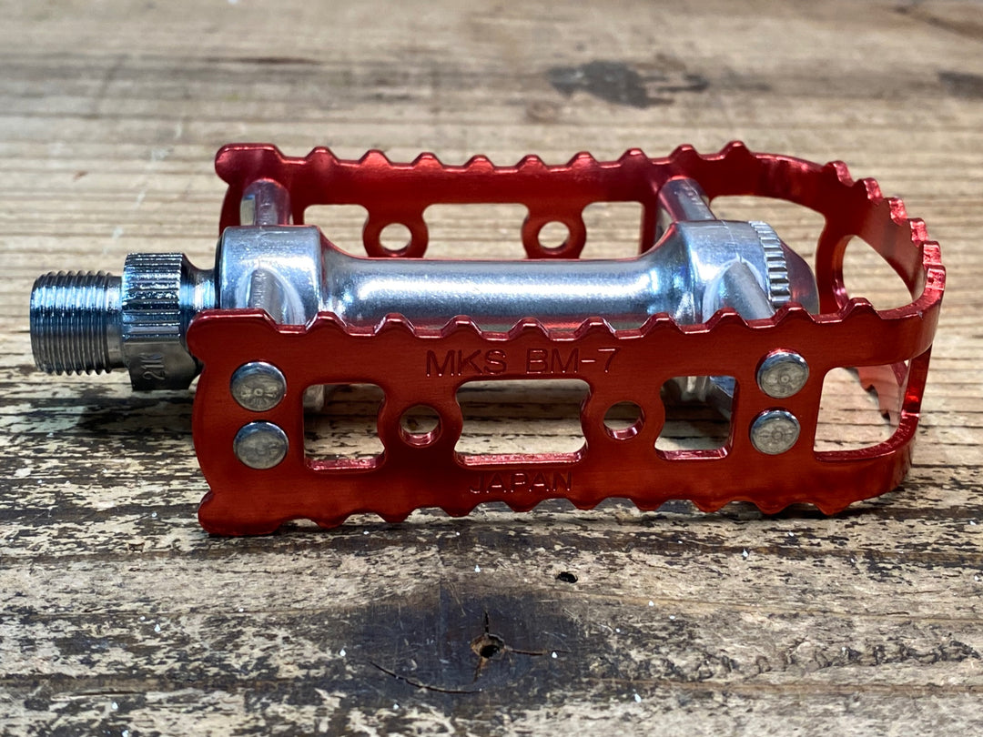 JN490 三ヶ島 MKS BM-7 BMX フラットペダル レッドケージ