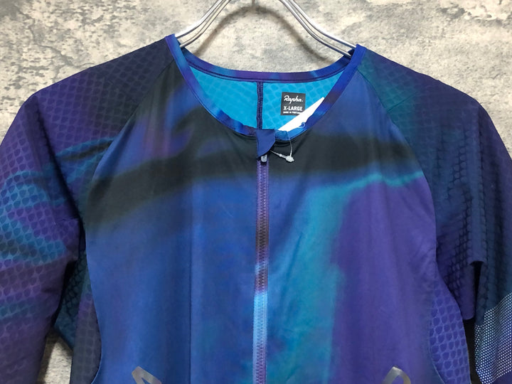 KM111 ラファ Rapha PRO TEAM AERO JERSEY OIL SLICK 半袖 サイクルジャージ 紫 XL