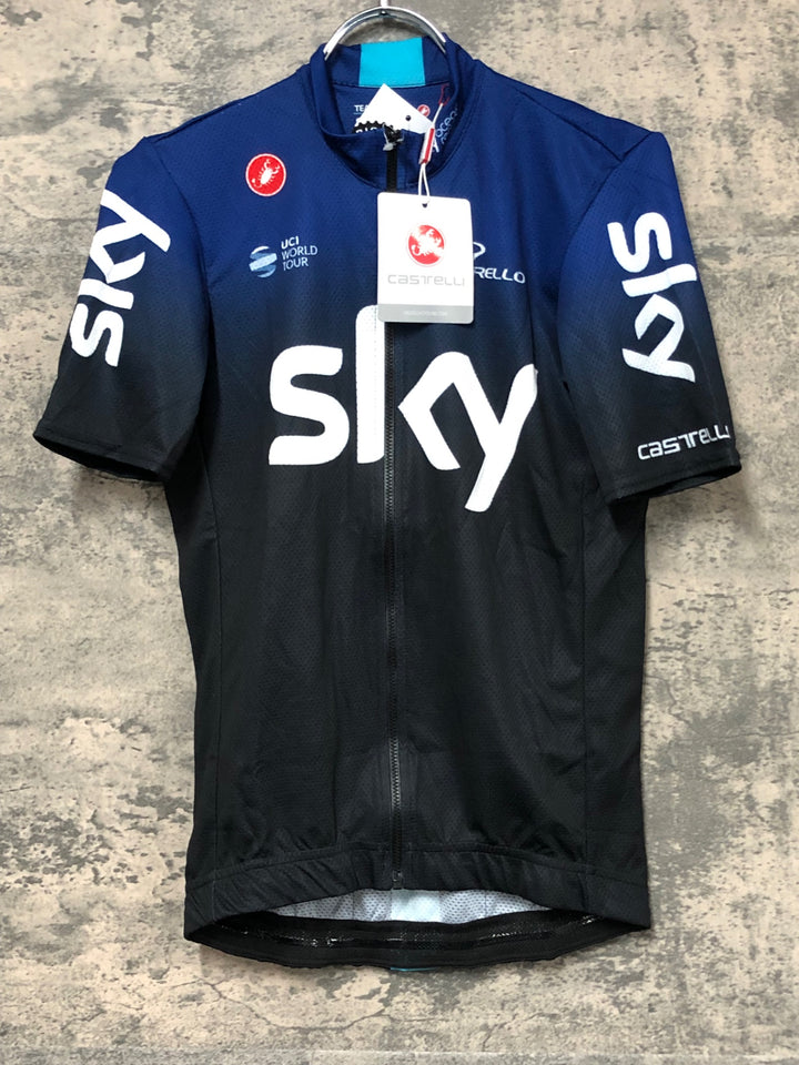 JV912 カステリ CASTELLI 半袖 サイクルジャージ ネイビー S TEAM Sky
