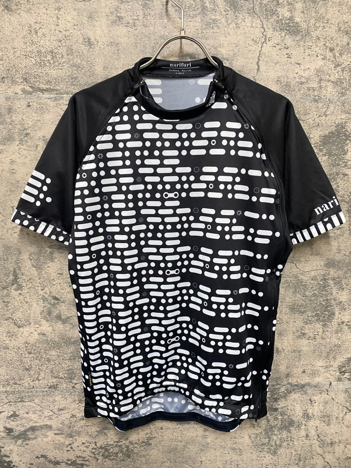 JZ595 ナリフリ narifuri 半袖 サイクルジャージ 黒 白 L