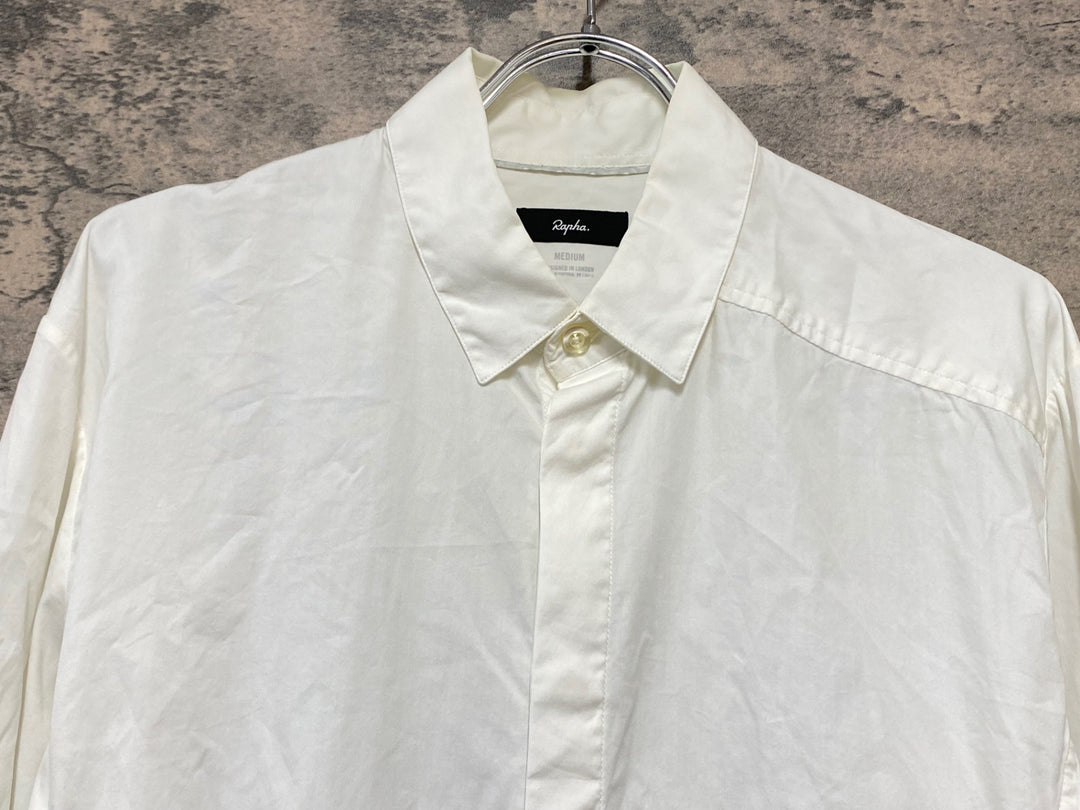 KI185 ラファ Rapha LONG SLEEVE SHIRT 長袖 シャツ 白 M ※裾小穴