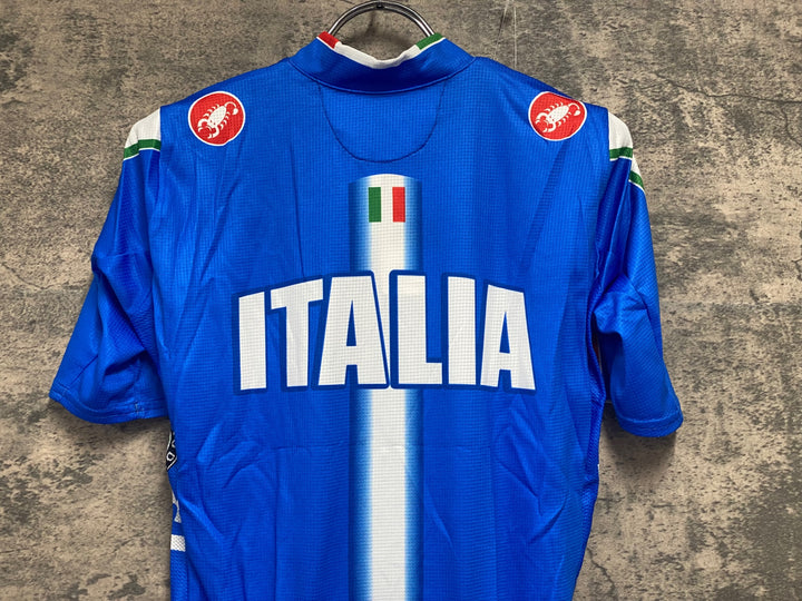 JV533 カステリ CASTELLI ロッソコルサ ROSSO CORSA 半袖 サイクルジャージ 青 M ITALIA Skoda