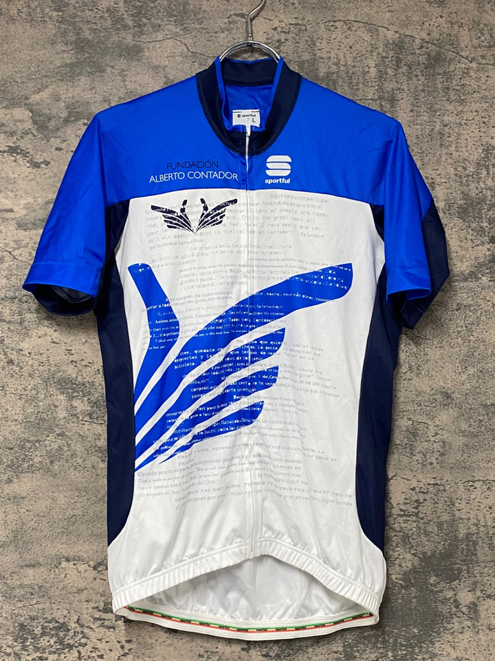 KJ815 スポーツフル sportful 半袖 サイクルジャージ 青 白 L ALBERTO CONTADOR