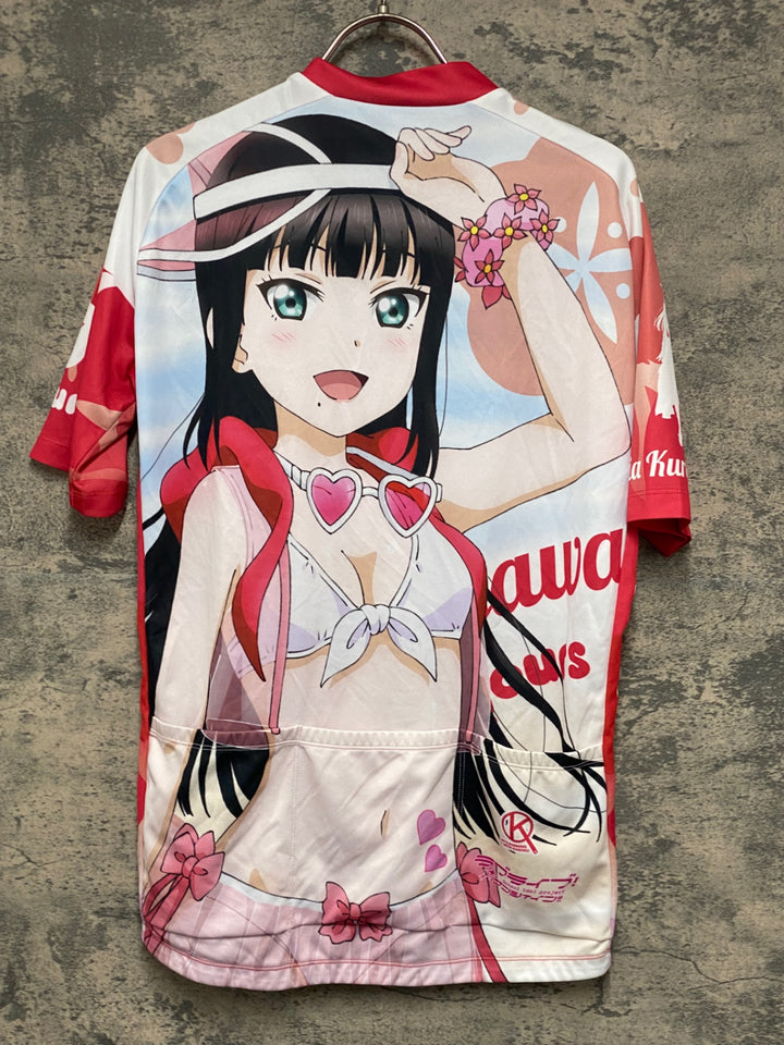 KG889 アウローラ AURORA 半袖 サイクルジャージ 白 赤 XL ラブライブ! サンシャイン!! 2022 黒澤ダイヤ Ver.