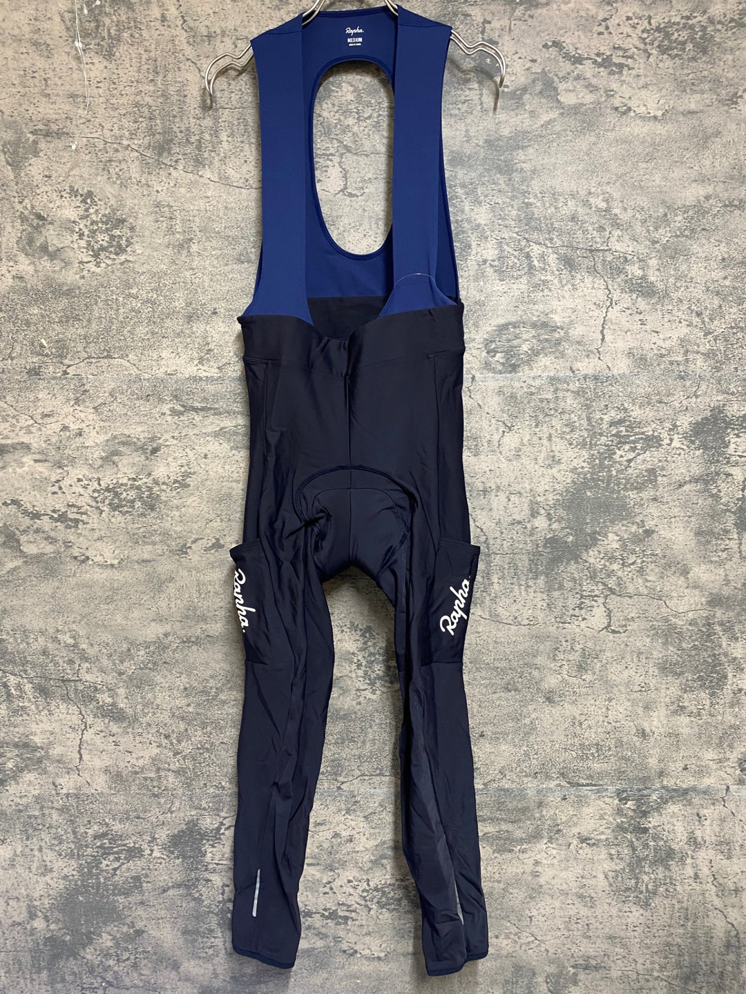 JS012 ラファ Rapha CORE CARGO WINTER TIGHTS WITH PAD カーゴ ビブタイツ 紺 黒 M 裏起毛