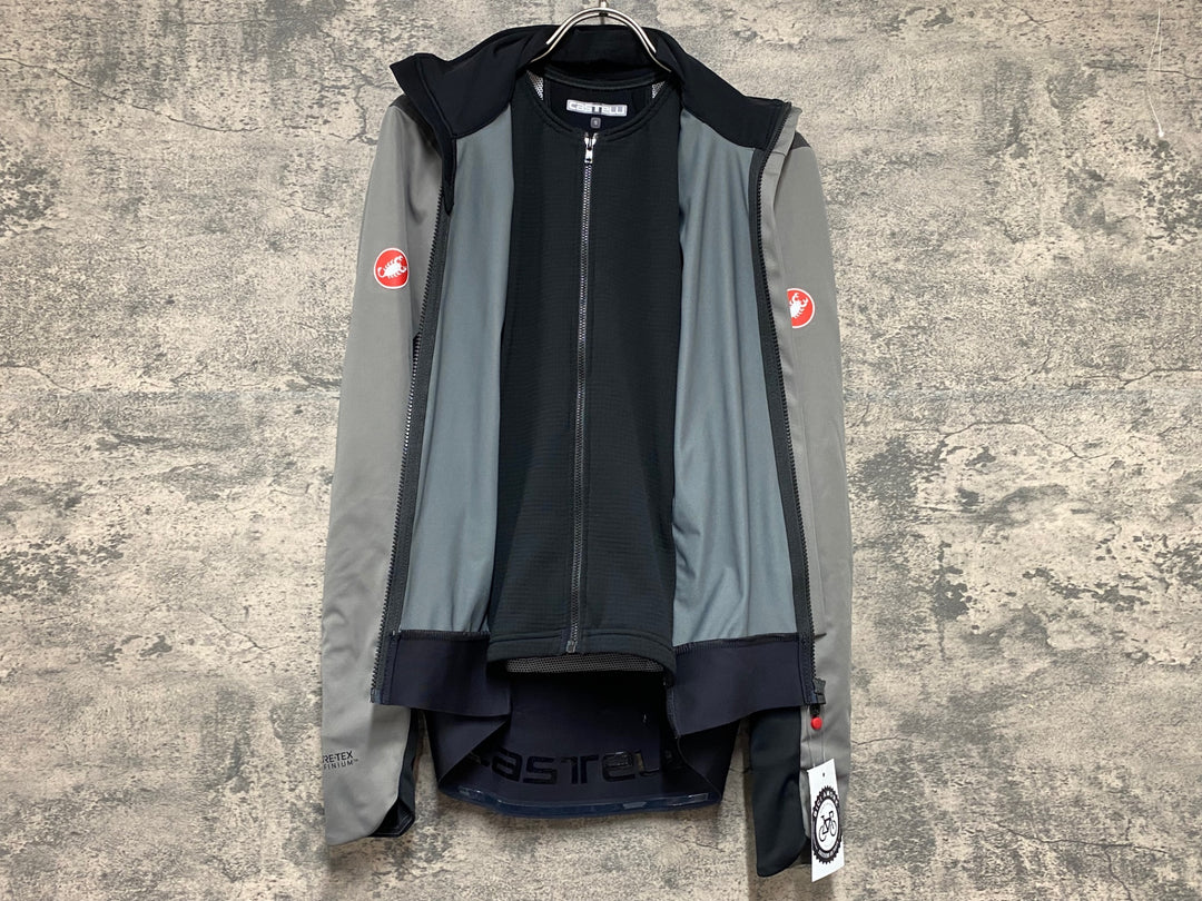 JS953 カステリ CASTELLI ALPHA ROS 2 JACKET ROSSOCORSA 長袖 サイクルジャケット グレー 黒 S 裏起毛