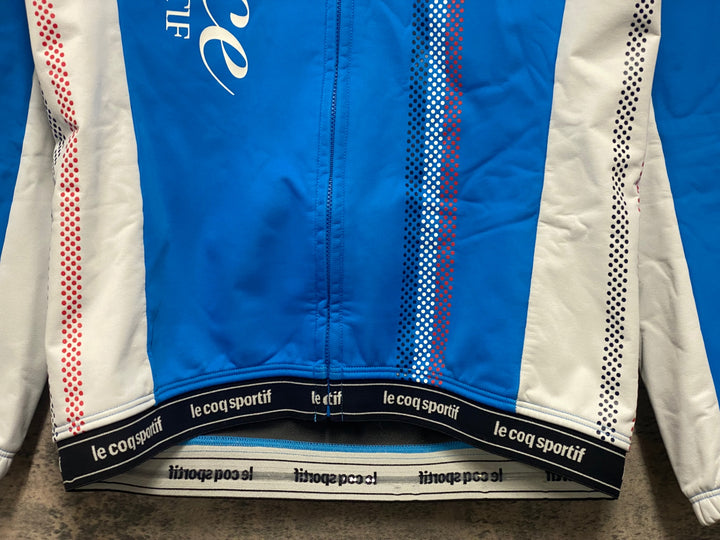 JT880 ルコック le coq sportif 長袖 サイクルジャケット 白 青 L 裏起毛 ※動物毛付着有