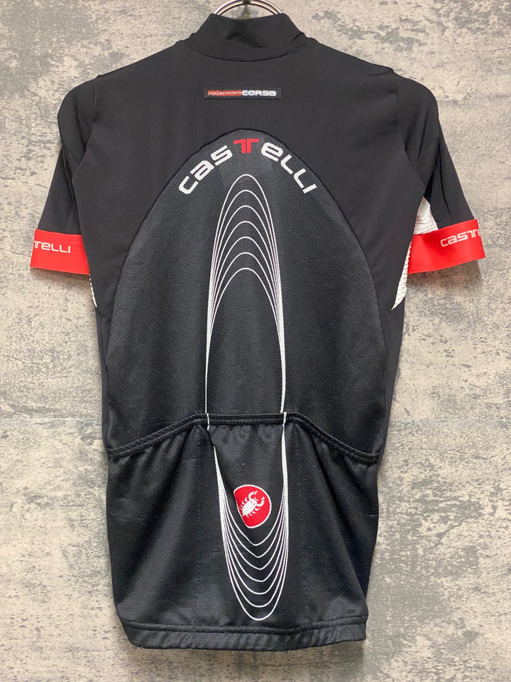 KG957 カステリ CASTELLI ロッソコルサ ROSSO CORSA 半袖 サイクルジャージ 黒 S ハーフジップ