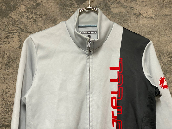 KB405 カステリ CASTELLI 長袖 サイクルジャージ 白グレー S 裏起毛