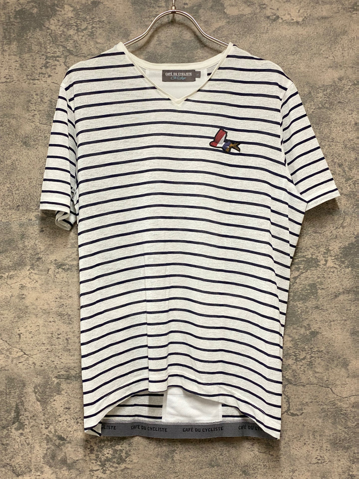KD066 カフェドシクリステ CAFE DU CYCLISTE PAULINE Men 半袖 サイクルジャージ グラベル 白 ボーダー L