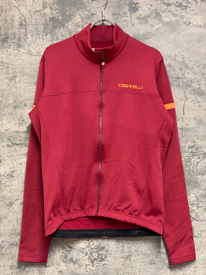 JN498 カステリ CASTELLI 長袖 サイクルジャージ 赤 L 裏起毛