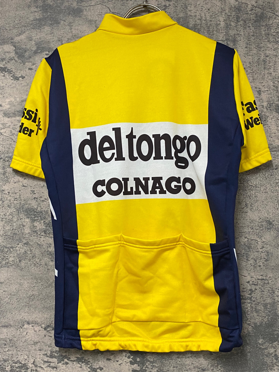 KF486 サンティーニ Santini ハーフジップ サイクルジャージ 黄 白 M COLNAGO ポリエステル