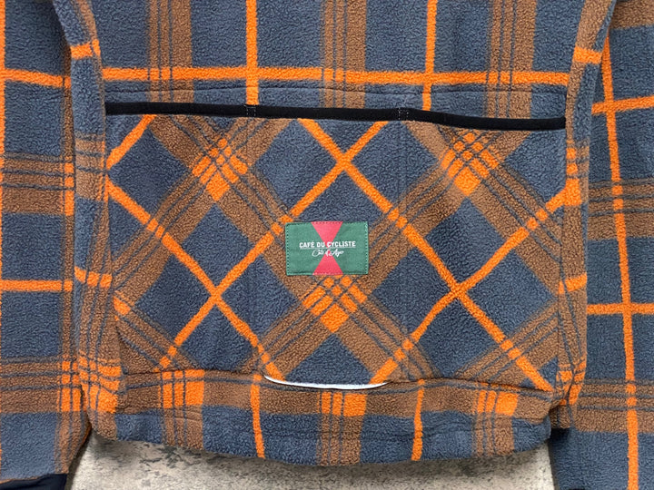 JY601 カフェドシクリステ CAFE DU CYCLISTE Solange Men 長袖 サイクルジャケット オレンジ グレー チェック L フリース