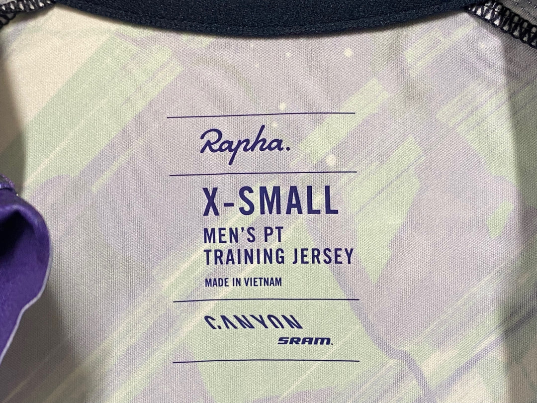 JE148 ラファ Rapha CANYON/SRAM PRO TEAM TRAINING JERSEY 半袖 サイクルジャージ パープル グリーン XS