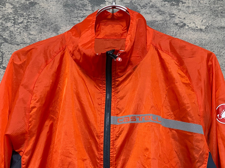 KE515 カステリ CASTELLI 長袖 ウィンドブレーカー オレンジ 黒 L