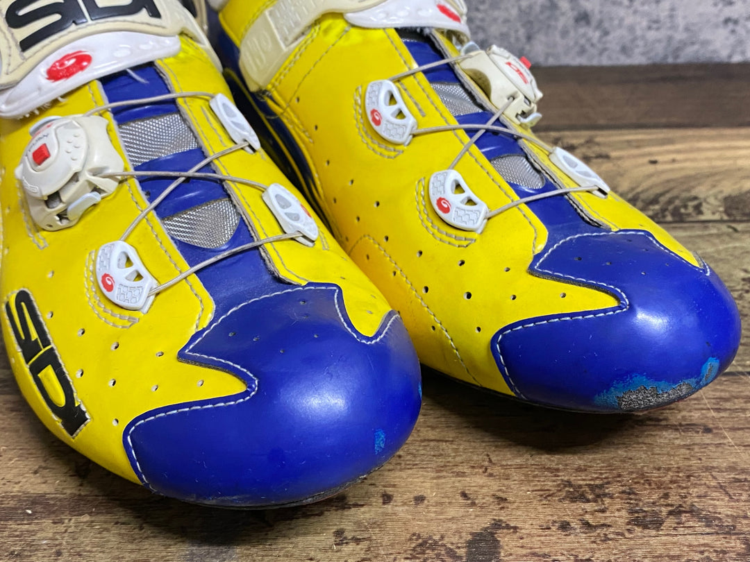 JN237 シディ SIDI SCARPE WIRE CARBON LUCIDO ビンディングシューズ SPD-SL 青黄 EU43.5