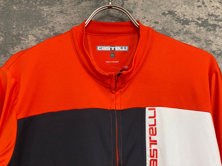 KG573 カステリ CASTELLI 半袖 サイクルジャージ オレンジ XL ※ほつれあり