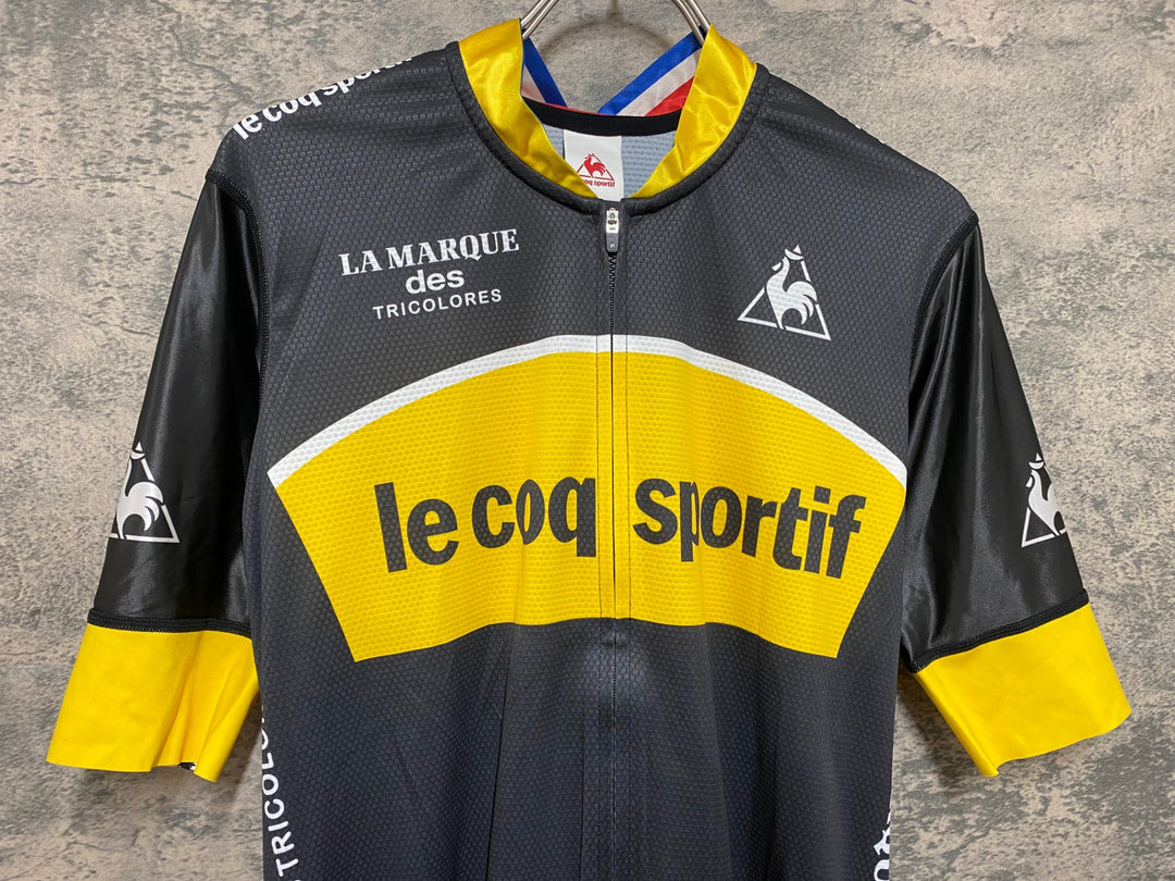 JN192 ルコックスポルティフ le coq sportif 半袖 サイクルジャージ 黒 黄 L