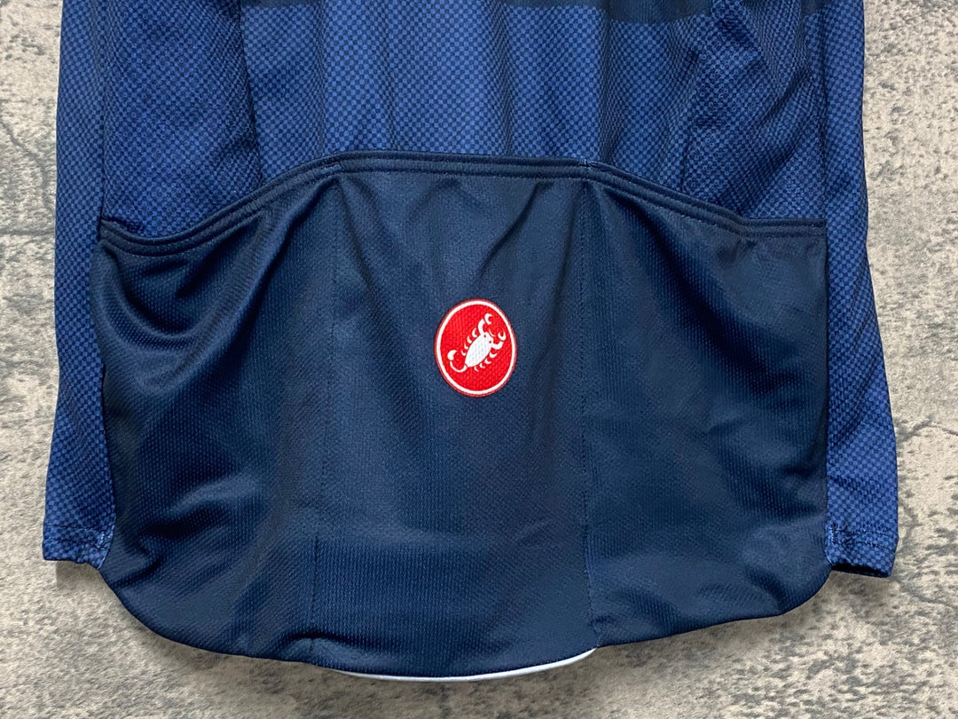 KK582 カステリ CASTELLI 半袖 サイクルジャージ S 紺 ※タグカット