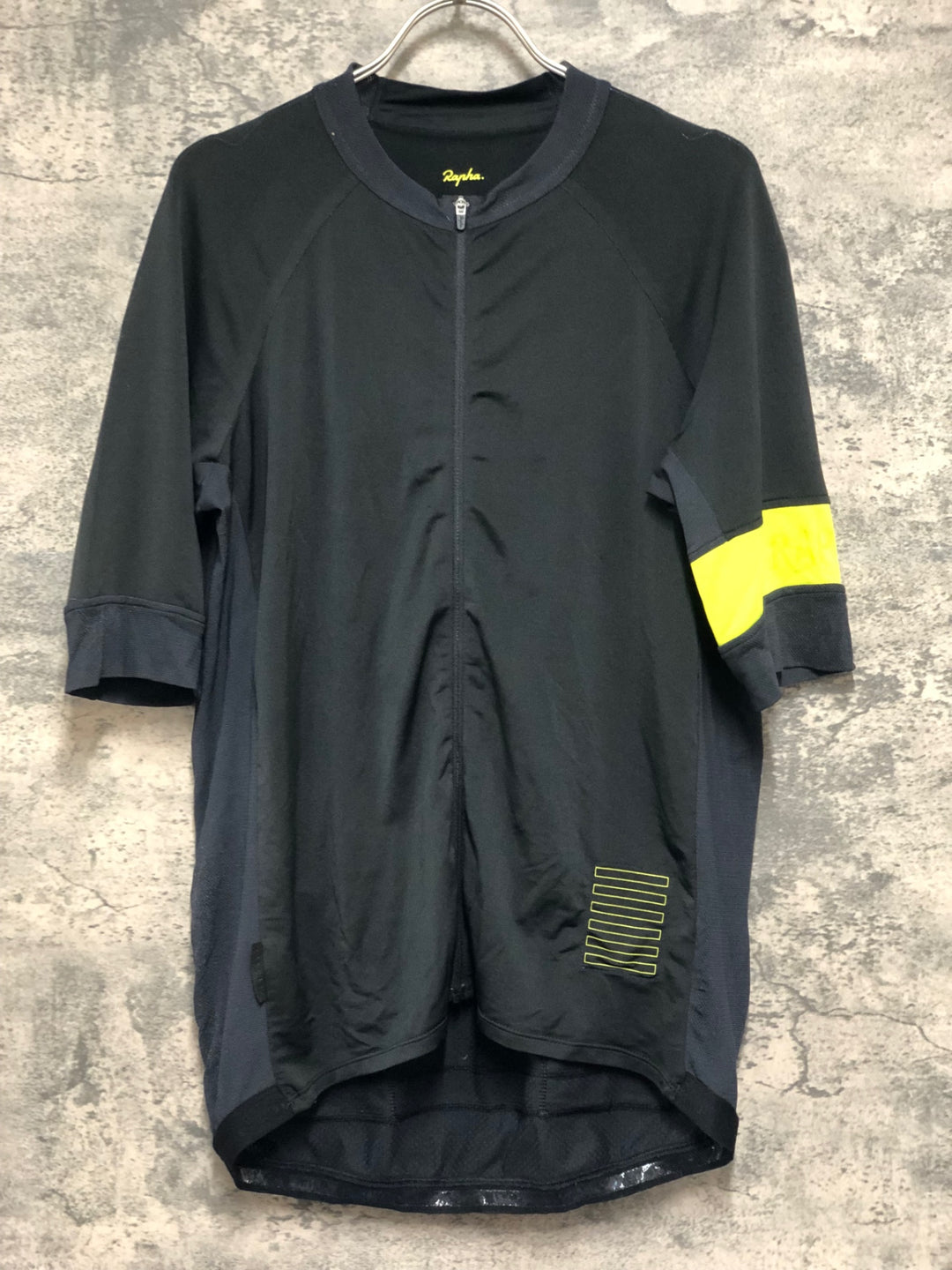 KK984 ラファ RAPHA PRO TEAM JERSEY 半袖 サイクルジャージ 黒 黄 XL ※裏地毛玉有り