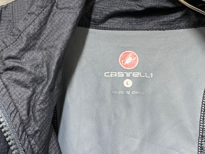 KF201 カステリ CASTELLI 長袖 ウィンドブレーカー 黒 L ※反射材劣化