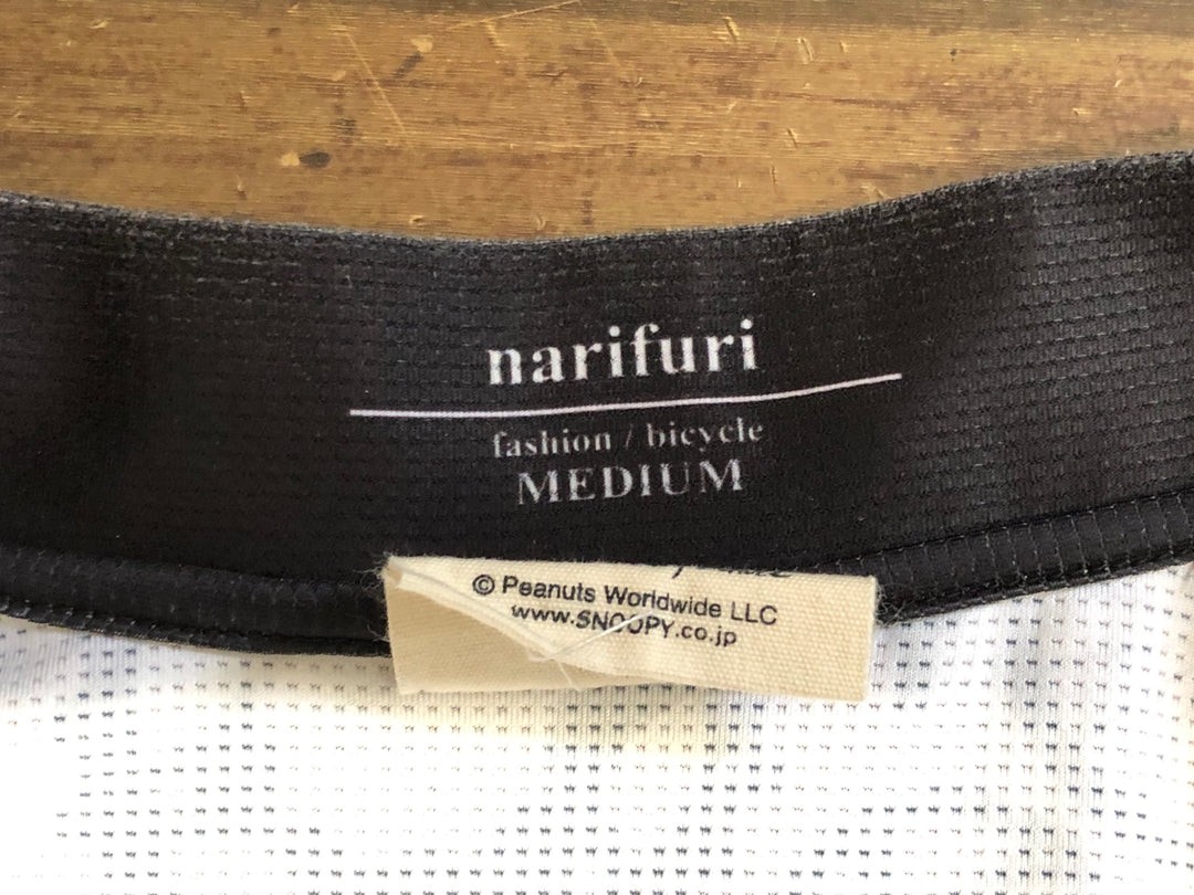KE334 ナリフリ narifuri VINTAGE PEANUTS 半袖 サイクルジャージ 白 黒 M スヌーピー