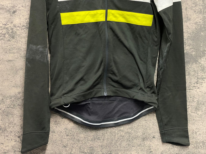 JV236 ラファ Rapha LONG SLEEVE BREVET JERSEY 長袖 サイクルジャージ オリーブ S ※反射部劣化,汚れ