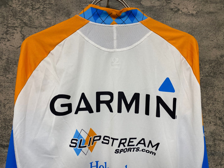 JN209 パールイズミ PEARL iZUMi GARMIN SLIPSTREAM 長袖 サイクルジャージ 白 オレンジ 水色 L