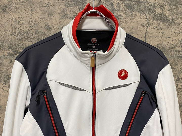 JT667 カステリ CASTELLI 長袖 サイクルジャケット 白 黒 L 裏起毛 GORE WINDSTOPPER