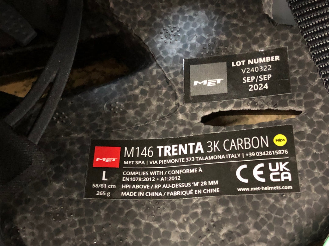 KA013 メット MET トレンタ TRENTA 3K CARBON MIPS ヘルメット 黒 Lサイズ 製造2024年9月
