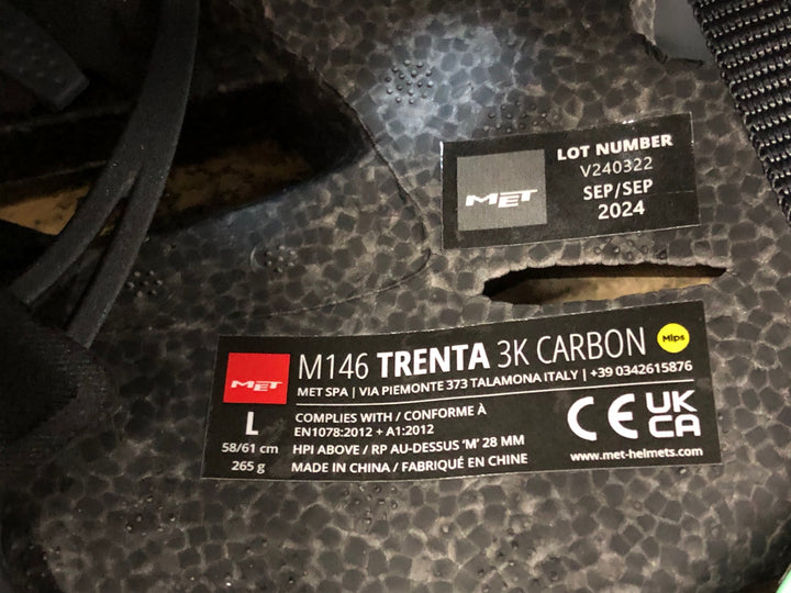 KA013 メット MET トレンタ TRENTA 3K CARBON MIPS ヘルメット 黒 Lサイズ 製造2024年9月
