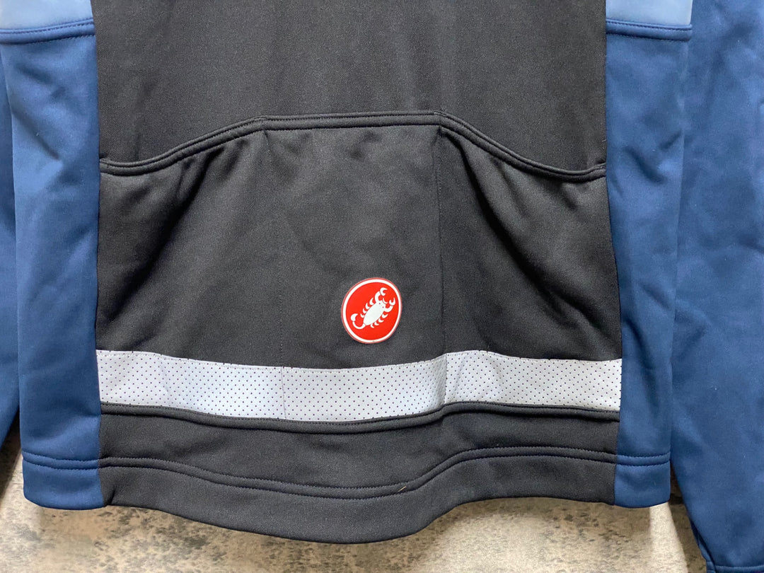 JO714 カステリ CASTELLI 長袖 サイクルジャケット 紺 M 裏起毛 GORE-TEX INFINIUM