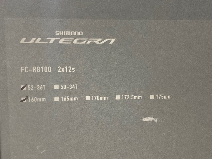 JR416 シマノ SHIMANO アルテグラ ULTEGRA FC-R8100 クランクセット 160mm 52/36T